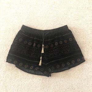 NWOT Black and Gold Velvet Shorts